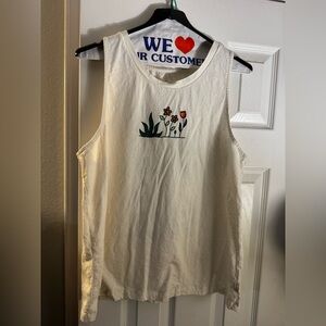 Passenger brand Wild and Free XL. White Tank Top with Floral Embroidery